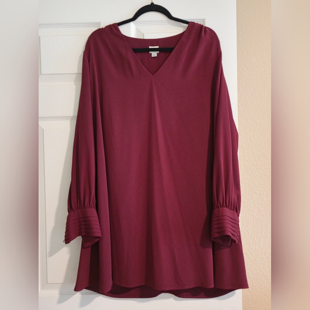 Deep Red V-Neck Dress